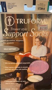 New Truform Trouser Style Support Socks 10-20 mmHg Knee Highs Delicate Knit Rib - Picture 1 of 1