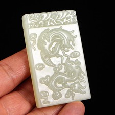 Certified China 100% Natural handcarved hetian jade dragon Phoenix Pendant