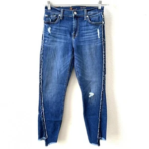 7 For All Mankind Ankle Skinny Jeans with Fray Angle Hem Size 29 - Picture 1 of 7
