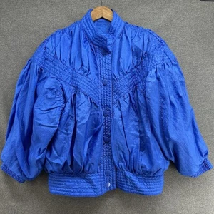 Vintage 80s 90s Jacket Women's Medium Royal Blue Nylon Bomber Style Abraxas - Picture 1 of 9