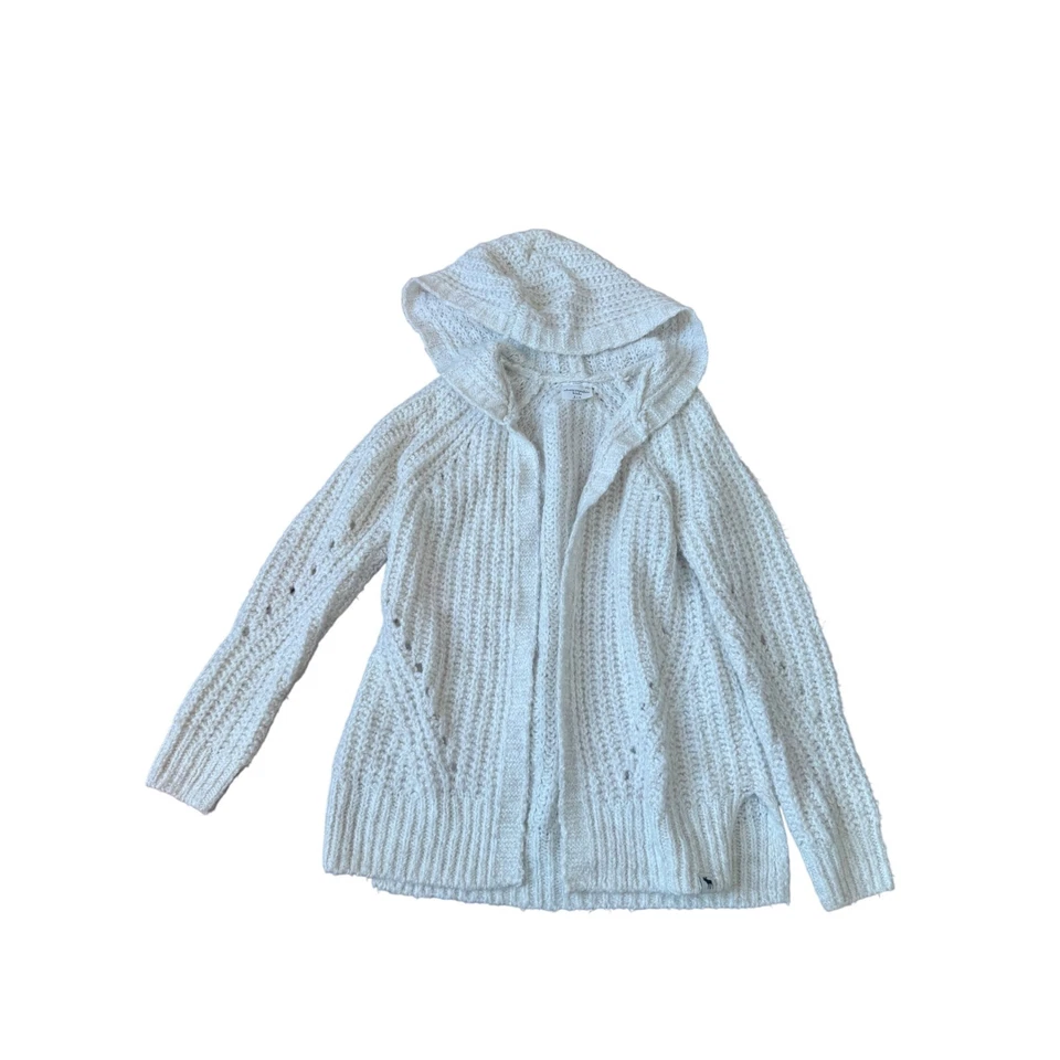 Suéter cárdigan con capucha tejido con cable crema Abercrombie niños niñas 5/6 Foto 1 de 4
