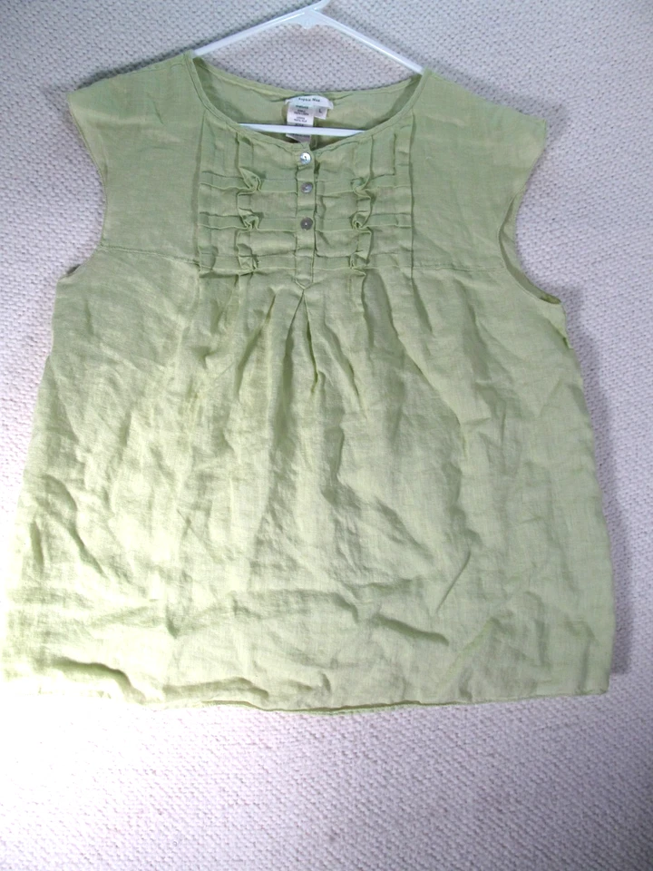 Sophie Max Womens Shirt Blosue Large Green Sleeveless Silk - Image 1 of 4