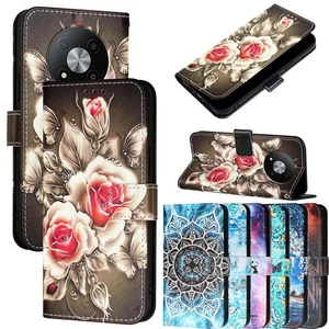 Case for ZTE Blade A75 A73 A52 V70 Pattern PU Leather Wallet Case Phone Cover - Picture 1 of 20