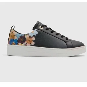 NEU NWOB Ted Baker schwarz Alison Sneakers Blumendruck Echtleder Low-Top 10 - Bild 1 von 10