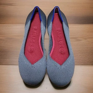ROTHY'S The Flat Round Toe Gray Knit Birdseye Ballet Comfort Shoes Size 5.5 - Picture 1 of 9