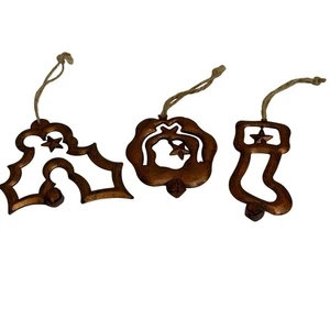 Juego de 3 medias de corona de acebo de cobre adornos navideños rústicos - Imagen 1 de 4
