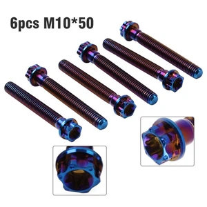 6x Titan Bolzen Torx Kopf Flansch Schraube M10x50mm Brennen Blau Für Motorrad - Bild 1 von 12
