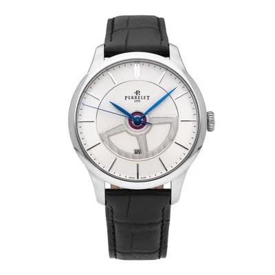 Relógio masculino automático Perrelet duplo rotor mostrador prata 42,5 mm A1090/B - Imagem 1 de 4