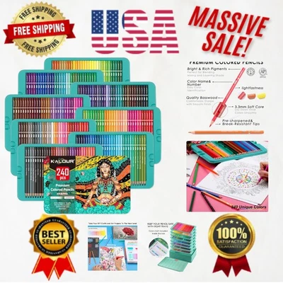 Artist's Dream: 240 Soft Core Colored Pencils in Vibrant Tones & Portable Case - Image 1 of 4