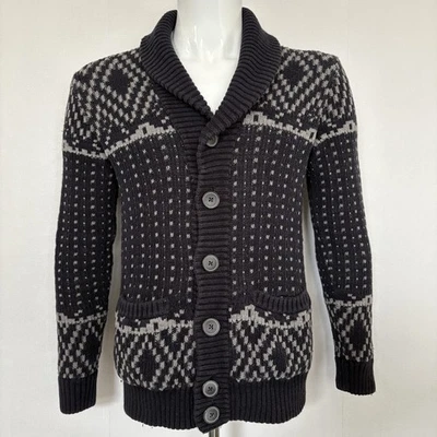 Armani Exchange Men's Navy & Grey Cable Knit Button Cardigan Sweater Medium M - Image 1 of 4