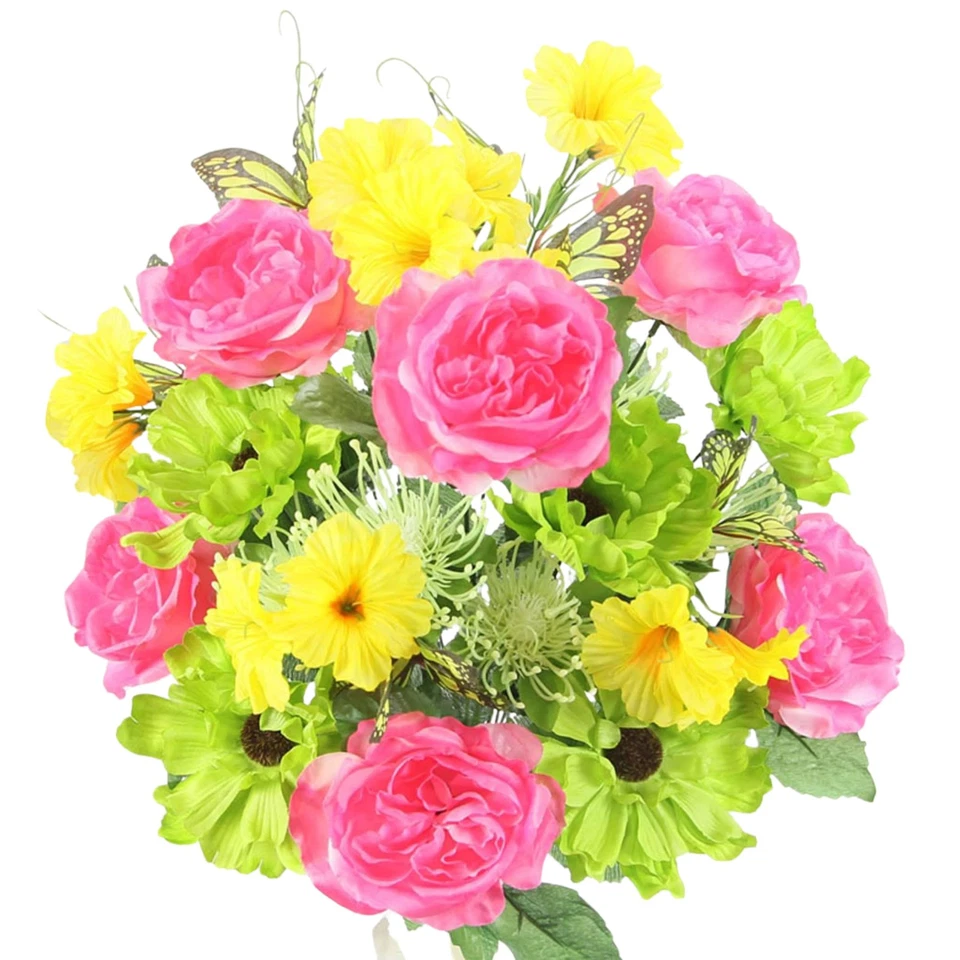 ABN1B019-BT-KW-YW Arbusto Flor Primavera Artificial 24 Tallos Rosa Abierta/Estado Cosmos... Foto 1 de 3