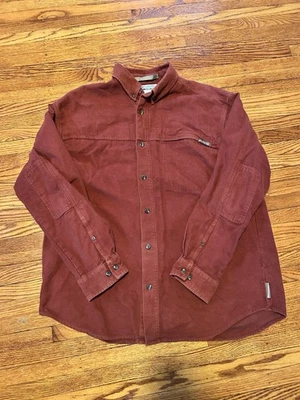 Columbia Sportswear river lodge Mens Large Button Up Flannel Shirt, Cotton, red - Image 1 of 4