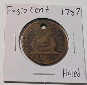 1787 Fugio Colonial Cent Penny Holed  - Picture 1 of 3