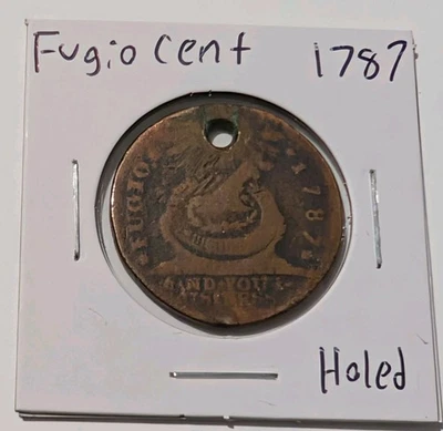 1787 Fugio Colonial Cent Penny Holed  - Image 1 of 3