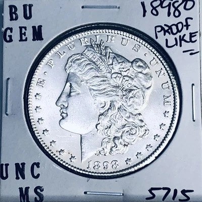 1898 O BU GEMA DÓLAR DE PLATA MORGAN SIN CIRCULAR MS+++ MONEDA RARA COMO NUEVA EE. UU. 5715 Foto 1 de 3