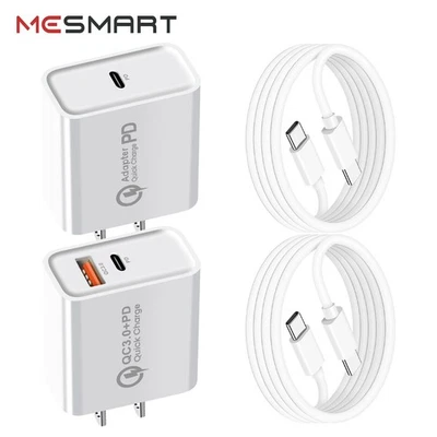 Cargador de pared rápido PD USB tipo C carga rápida adaptador de corriente enchufe EE. UU. y cable de 3 pies - Imagen 1 de 4