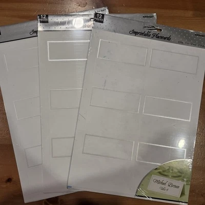 ¡NUEVO! Tarjetas de colocación imprimibles blancas con borde plateado, 3 paquetes, juego de 12 cada una Foto 1 de 4