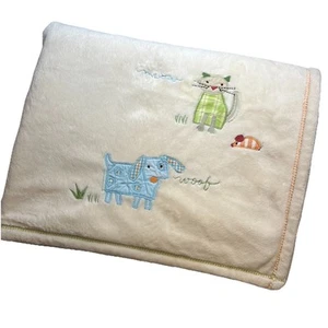 Pottery Barn Kids Chamois Baby Blanket Cat and Dog Neutral Colors Luxurious Soft - Picture 1 of 8