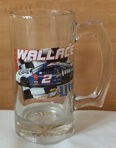 Rusty Wallace #2 Miller Lite NASCAR Clear Glass Beer Mug Cover