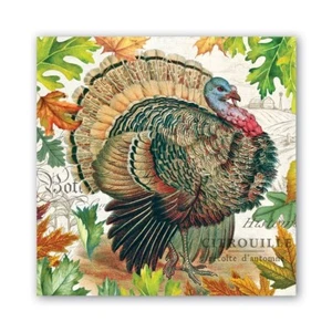 Michel Design Works Fall Harvest Turkey 20 Triple-Ply Paper Cocktail Napkins - Picture 1 of 2