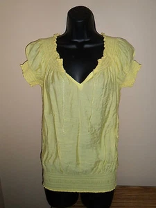 Cap Short Sleeve Women's Yellow Boho Bohemian Top Blouse dynamite Medium - Picture 1 of 7