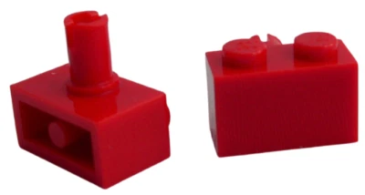 Lego 10 Stück Stein 1x2 mit Pin in rot Verbinder Verbinderstein Steine 2458 Neu - Bild 1 von 2