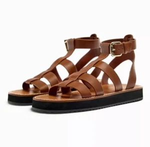 NEW ZARA leather fisherman 1601 sandal size 39 - Picture 1 of 22