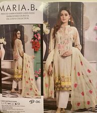 New Maria B. Printed Embroidered Lawn Suit with embroidered Dupatta Size 46
