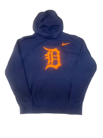 Nike Detroit Tigers Pullover Hoodie Sweatshirt Navy Blue Orange Men’s L Cover