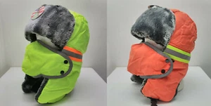 High Vis Reflective Trapper Hat Safety Yellow Orange Winter Warm Ski - Picture 1 of 14