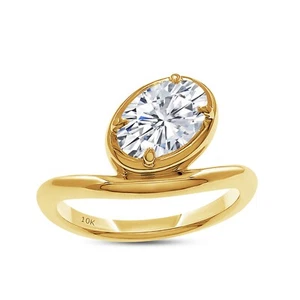 1.5 CT GIA Authenticated Diamond Solitaire Engagement Ring in 10k Gold Lab Grown - Picture 1 of 9
