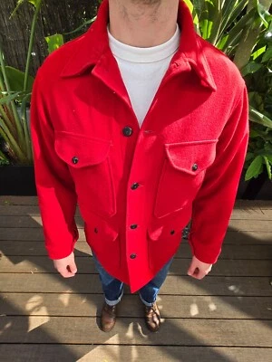 MID 1960s Pendleton men's vintage wool Cruiser jacket Scarlet Red (like Filson)  - Image 1 of 4