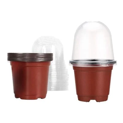 10Pcs Plant Nursery Pots with Humidity Dome for Seedling Vegetables Durable - Image 1 of 2