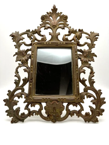 Antique Cast Brass Easel Vanity Mirror by National Brass & Iron Works - NB & IW Cover