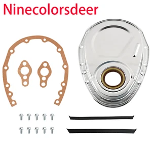 Timing Cover Kit w/Gaskets &Bolts For SB Chevy V8 SBC 283 327 350 383 400 Chrome - Foto 1 di 7
