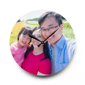 Personalised Wall Glass Photo/ CLOCK Custom /Any photo/ Gift Birthday Best Gift - Picture 1 of 8