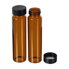 50mL Reagent Glass Storage Bottle 10Pcs Round Plastic Screw Cap Lab Home Brown