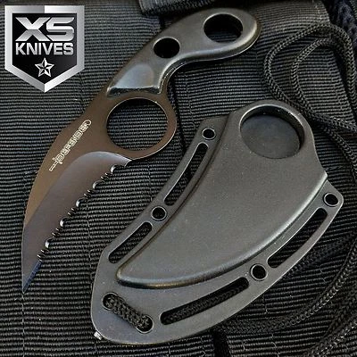 DEFENDER XTREME 5.5" Karambit Black MINI NECK KNIFE Claw Hunting Fishing Survival Necklace