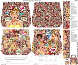 STENZO Tasche Panel Frau Comic Sprechblase bunt - 100% Baumwolle SELBERNÄHEN DIY - Bild 1 von 3