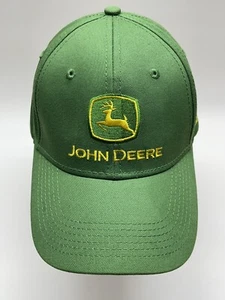 John Deere Mens One Size Curve Bill Baseball Cap Hat Green Cotton Strap Buckle - Picture 1 of 12
