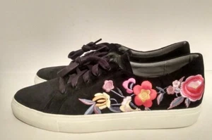 Skechers Memory Foam #49939 Size 11 Comfort Shoes Black Floral Trim  - Picture 1 of 11