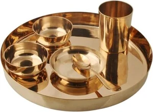 Kansa (Bronze) Dinner Set: Perfect for Traditional Dining 6 Pcs KANSA Dinner Set - Picture 1 of 9