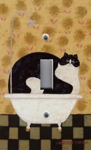 WARREN KIMBLE CAT IN HOT TIN TUB 2 Image Light Switch WALL Plate Outlet Covers - Picture 1 of 26
