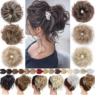 US X-LARGE Messy Bun Hair Piece Scrunchie Fake Wrap on Hair Extensions as Human - Imagem 1 de 4