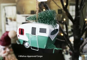 POTTERY BARN TIN CAMPER W/ TREE ORNAMENT -NWT- HANG WITH SOME OUTDOOR NOSTALGIA! - Picture 1 of 8