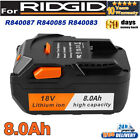 8.0Ah For Ridgid R840085 Lithium-Ion Battery Rigid 18 Volt R840087 Power Tools