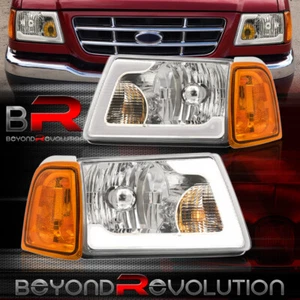 For 2001-2011 Ranger LED DRL Chrome Headlight +Amber Corner Signal Lamp Assembly - Picture 1 of 6