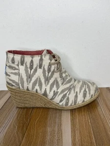 TOMS Ikat Desert Wedge Canvas Espadrille Lace Up Bootie Women’s Size 8 - Picture 1 of 11