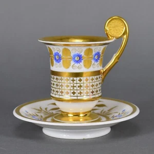 Biedermeier Prunktasse Gedeck Tasse UT coffee cup saucer Porzellan porcelain - Imagen 1 de 5