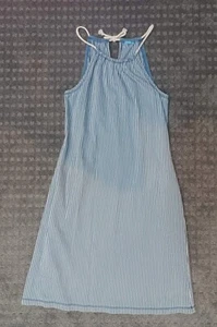 J McLaughlin Etuikleid blau weiß Streifen Maria Stretch Seil Neckholder Baumwolle S - Bild 1 von 7